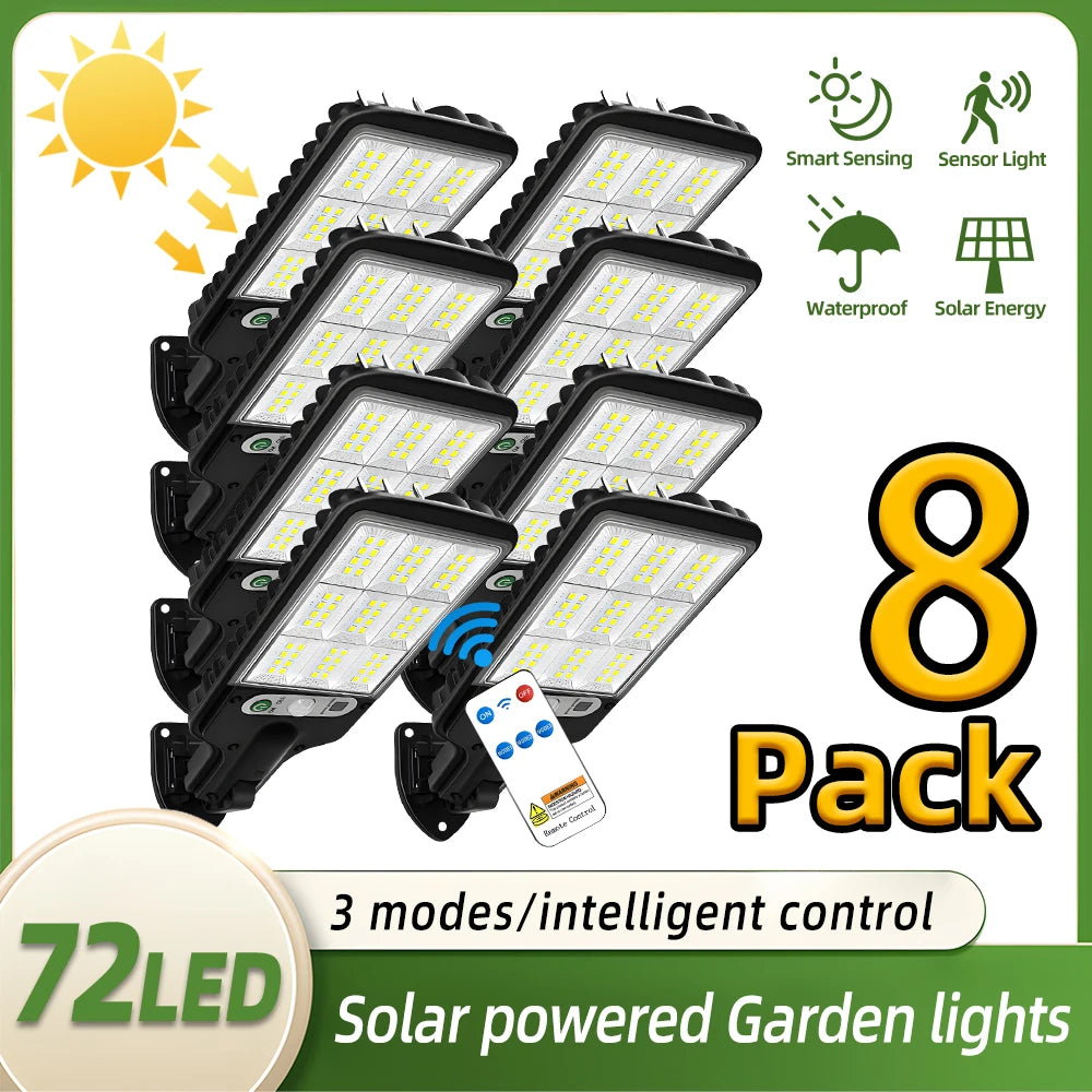 Solar Outdoor LED Courtyard Wall Lamp 3 Light Modes Remote Control Human Body Induction Garden Terrace Garage Door Street Lamp