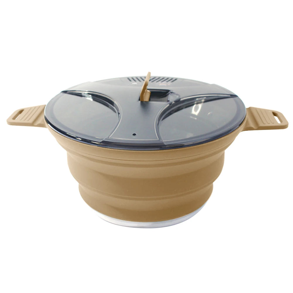 Foldable Portable Camping Cook Pot Saving Space Camping Cookware Pot with Handle for Outdoor Fishing for Picnic Travel Tableware