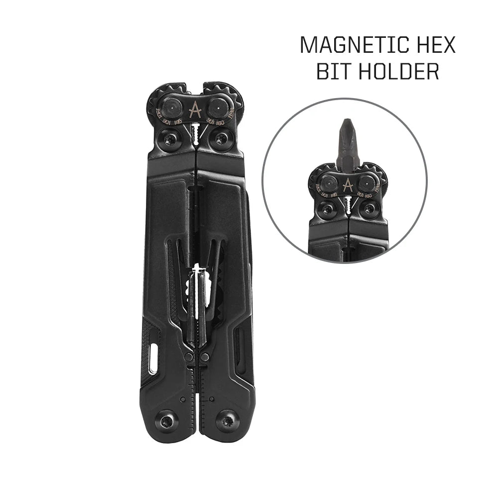 SOG 18 in 1 PowerPint Mini Multi-tool Stainless Steel Pocket EDC Multifunctional Pliers with Folding Knife Screwdrivers Scissors For Survival Fishing Hiking Cycling Travel DIY Home Emergency Repair Portable Camping Tools and