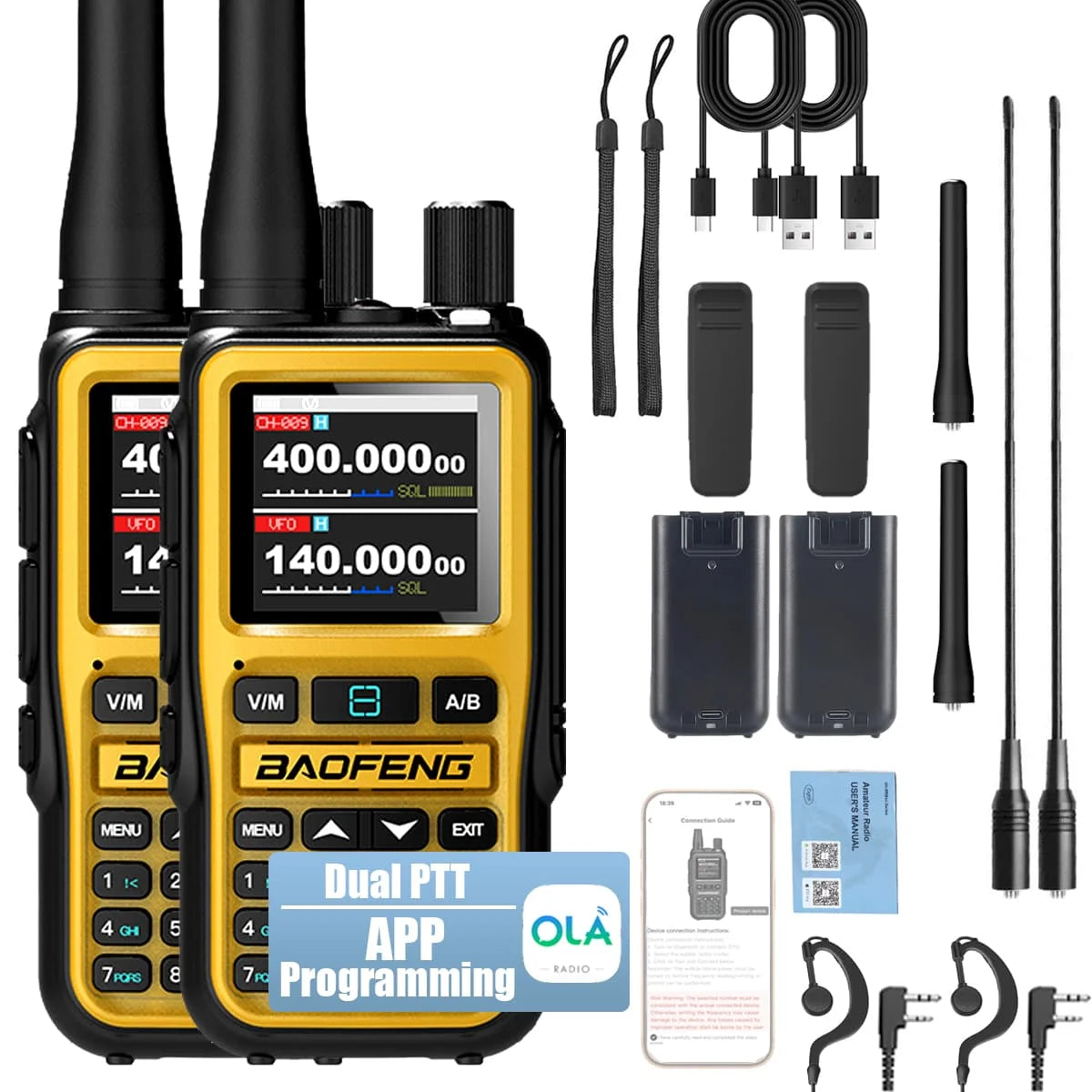 Baofeng UV-5R Mini Dual Band Radio - 5W 2-Way Radio w/999CH | Bluetooth & NOAA Weather | USB-C Charging | Emergency Kit for Camp