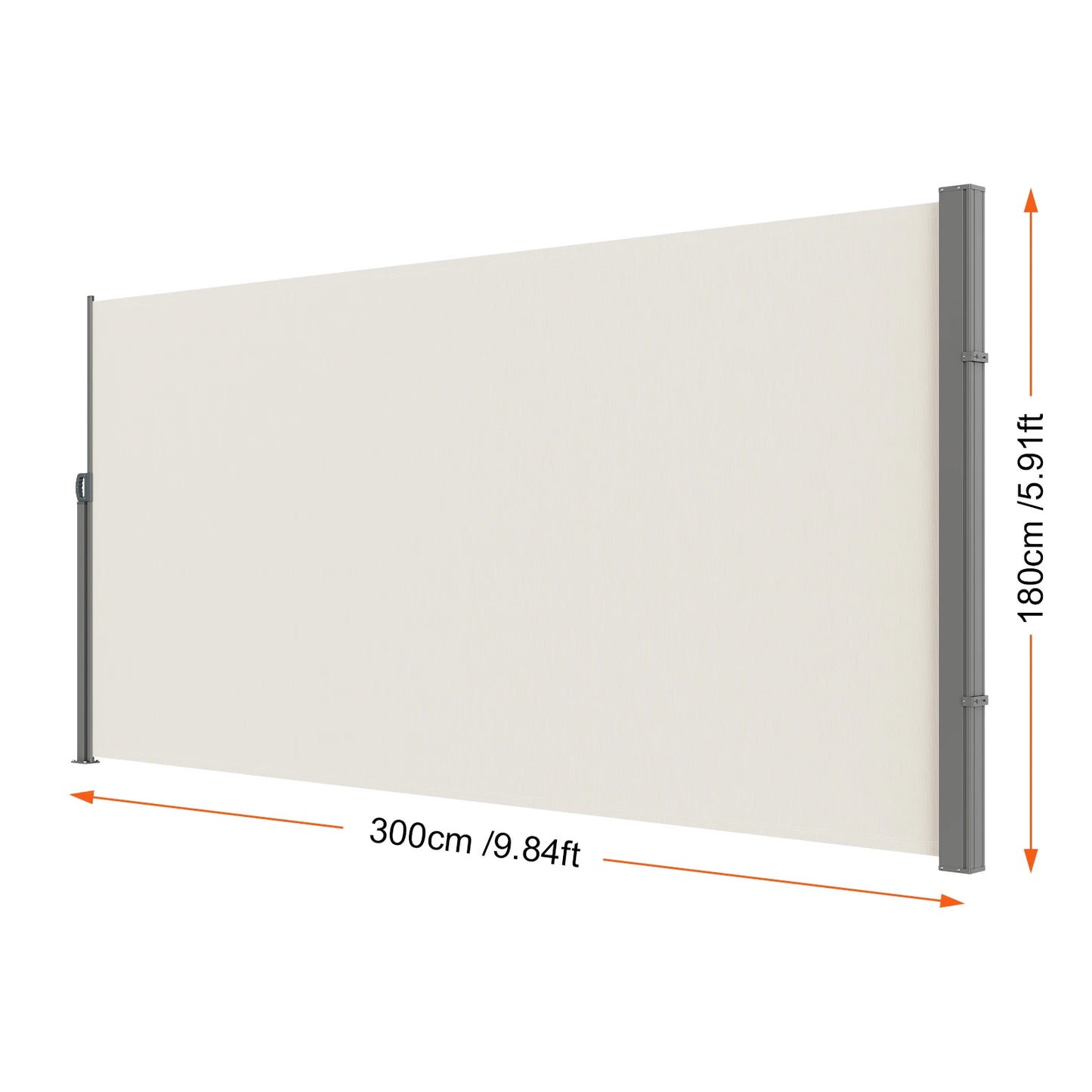 SucceBuy Retractable Side Awning Outdoor Privacy Polyester Water-proof Retractable Patio Screen UV 30+ Room Divider Wind Screen