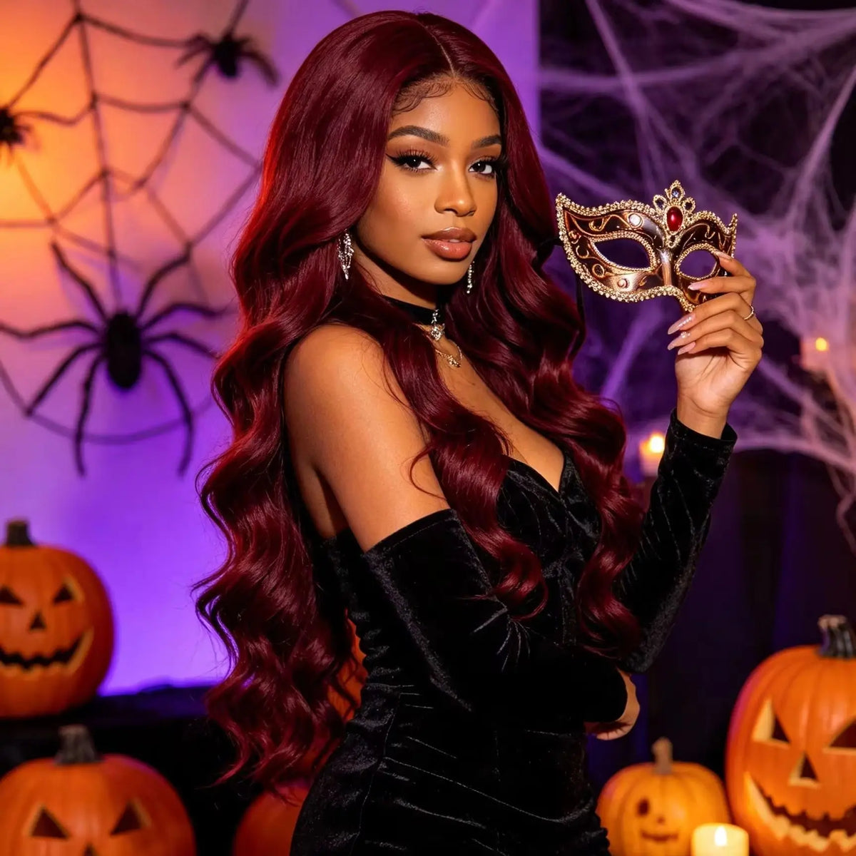 Halloween Wig Long Anime Cosplay Body Wave Wine Red Burgundy 99J Human Hair Wigs 200% Density 40 Inches 13x6 13x4 HD Transparent Lace Frontal Wig Brazilian Hair For Women Pre Plucked