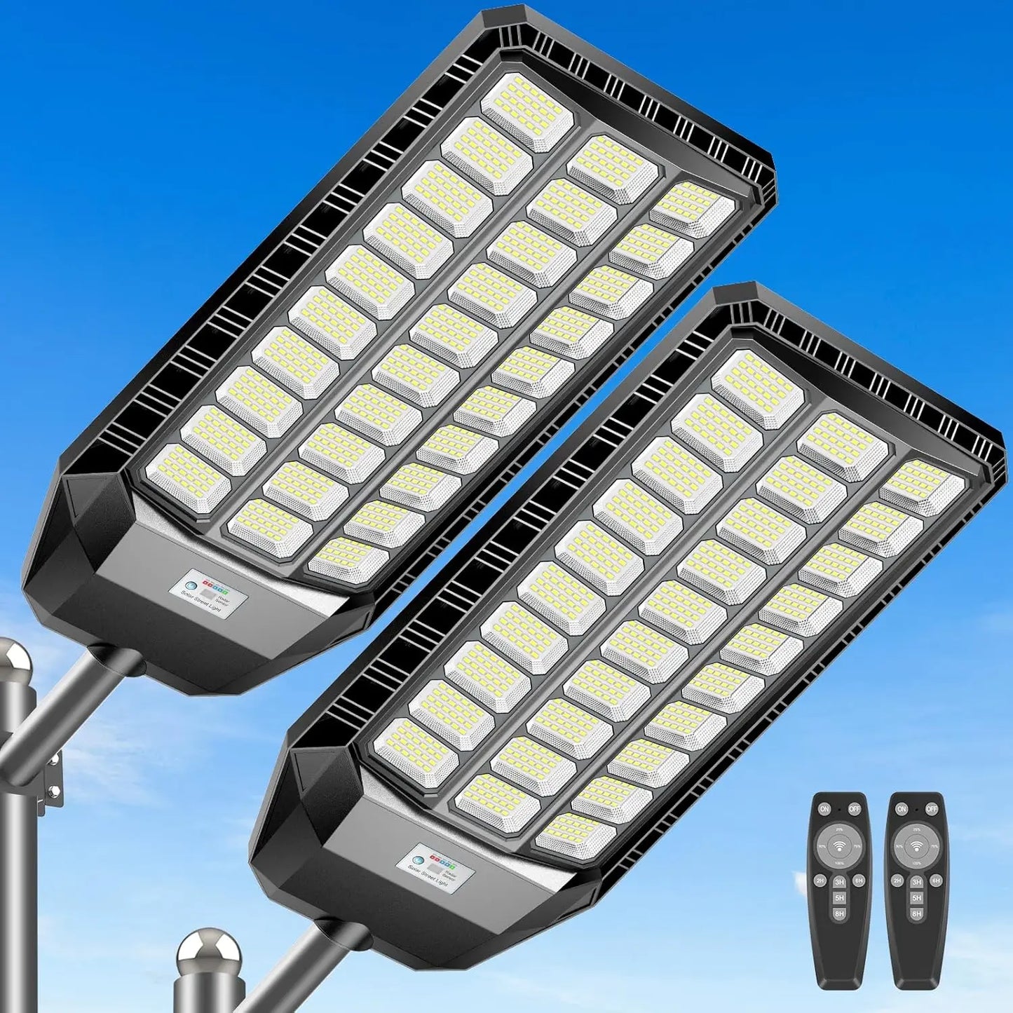 Solar Security Light Outdoor, Solar Street Light with Motion Sensor, Dusk to Dawn Auto Lighting, IP66 Waterproof LED Solar Powered Light for Yard Garden Driveway Porch Area Lighting,