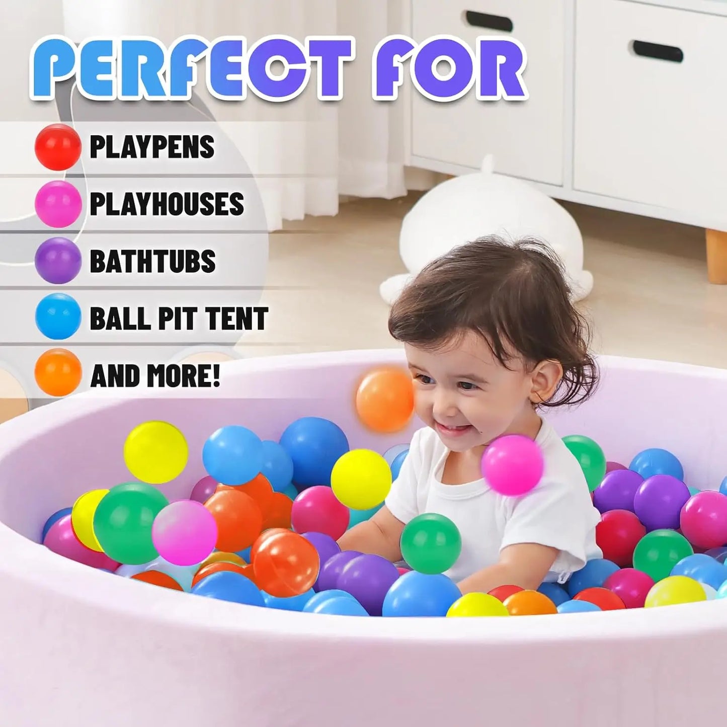Ball Pit Balls 2000 Count for Kids, 2.2" BPA Free Non-Toxic Crush Proof Plastic Balls, 7 Bright Colors for Ball Pits, Playpen