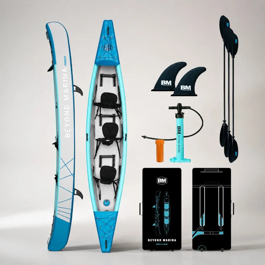 Inflatable Kayak For Recreation Drop Stitch Material Gray Durable And Stable