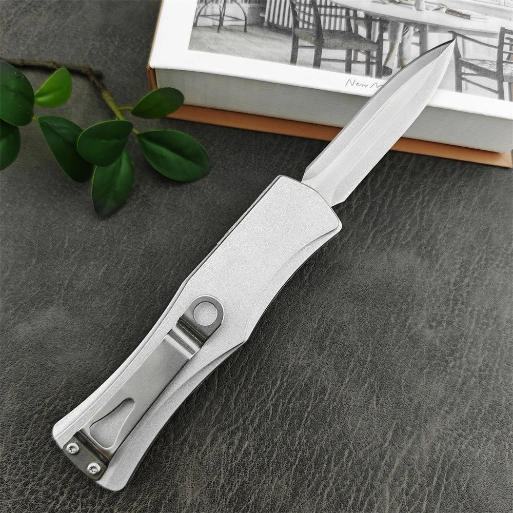EDC Camping Survival Folding Knife 440C Blade Zinc Alloy Handle and Pocket Clip Outdoor Hunting Self-Defense Rescue Utility Tool