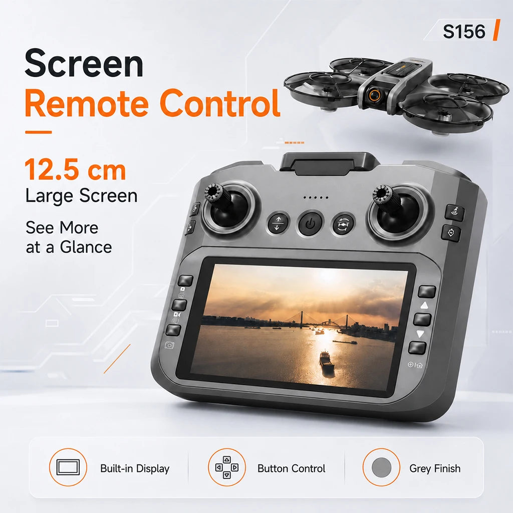 ZNLYRION S156 RC Drone 8K Dual Camera Quadcopter with 5.9-inch Screen Remote Brushless Motor Optical Flow Hovering 360° Protection WiFi FPV Remote Control Aircraft with Storage Bag 1 Battery