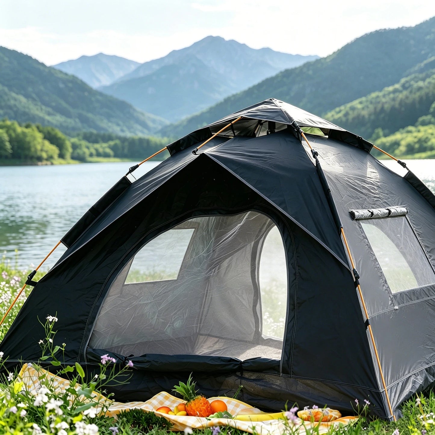 PAKICETUS 1/2/3 Person Instant Dome Tent, 60 Seconds Quick Automatic Setup Dual Doors Portable Pop Up Tent with Carry Bag, Lightweight Backpacking Tent for Outdoor Adventure Hiking Backyard Use