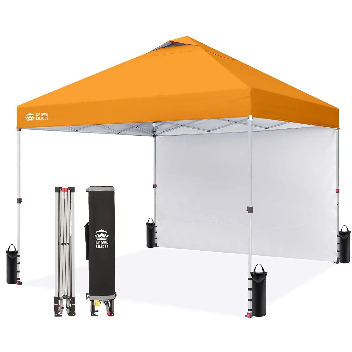 10x10 Pop Up Canopy with 1 Side Wall - Beach Tent with One Push Setup - Outdoor Sun Shade for Events, Parties,, Customized