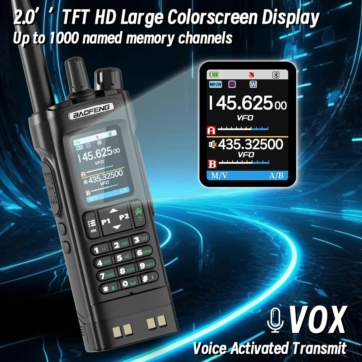 BAOFENG UV-32 GPS Walkies Talkie AM FM Long Range Bluetooth Programming 10W Wireless Copy Frequency 1000CH Two Way Radio