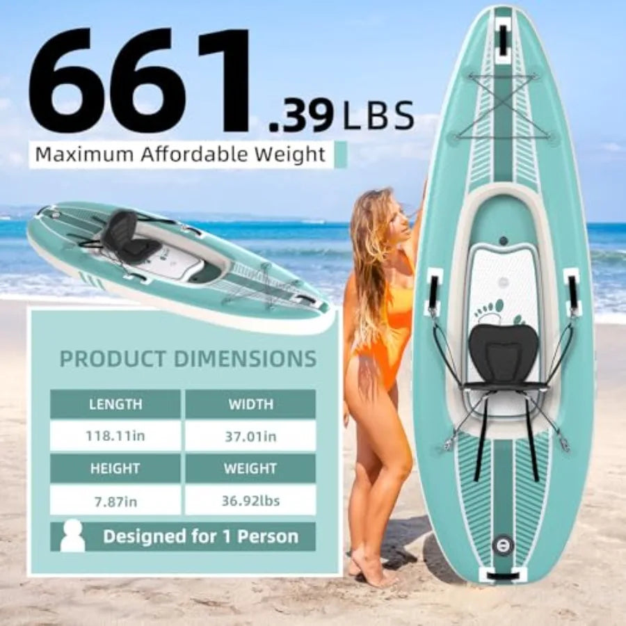 2-Person Inflatable Kayak with Drop-Stitch Floor Lightweight Portable Durable Solo Kayak for Fishing Touring and Recreation
