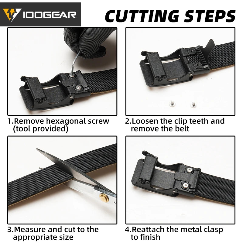 IDOGEAR Tactical Ratchet Belt 1.25” EDC Gun Belt Heavy-Duty Nylon CCW Belts with Quick-Adjust Buckle for IWB/OWB/AIWB Carry 3443
