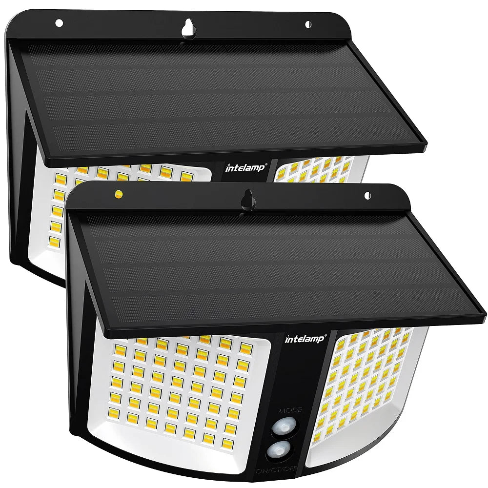 intelamp Long Battery Life 4000mAh Outdoor Solar Floodlight 3 Color Modes With Radar Detection For Garden Terrace Courtyard