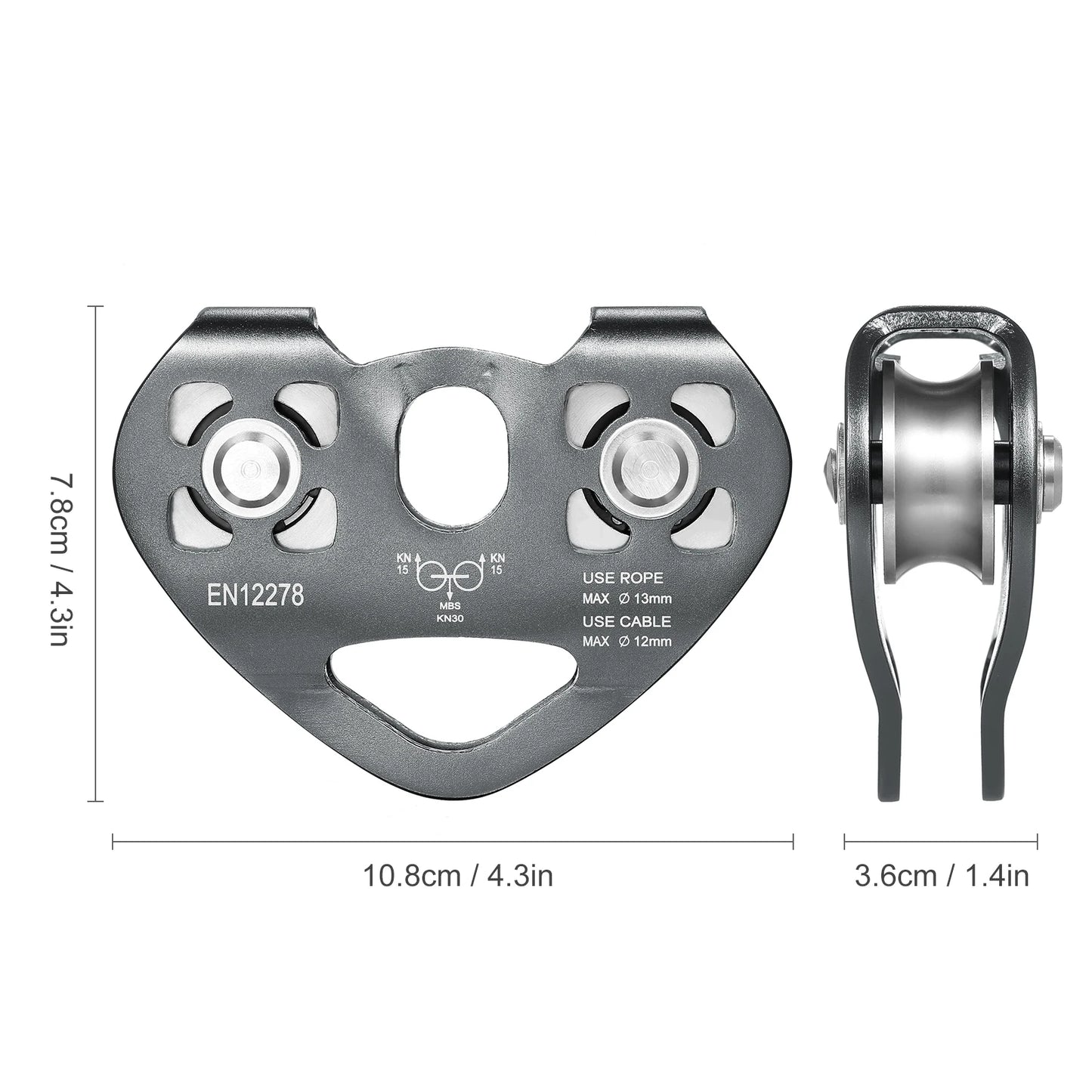 Ball Bearing Pulley Lixada 30kN Cable Trolley Pulley with Ball Bearing Climbing Caving Aloft Work