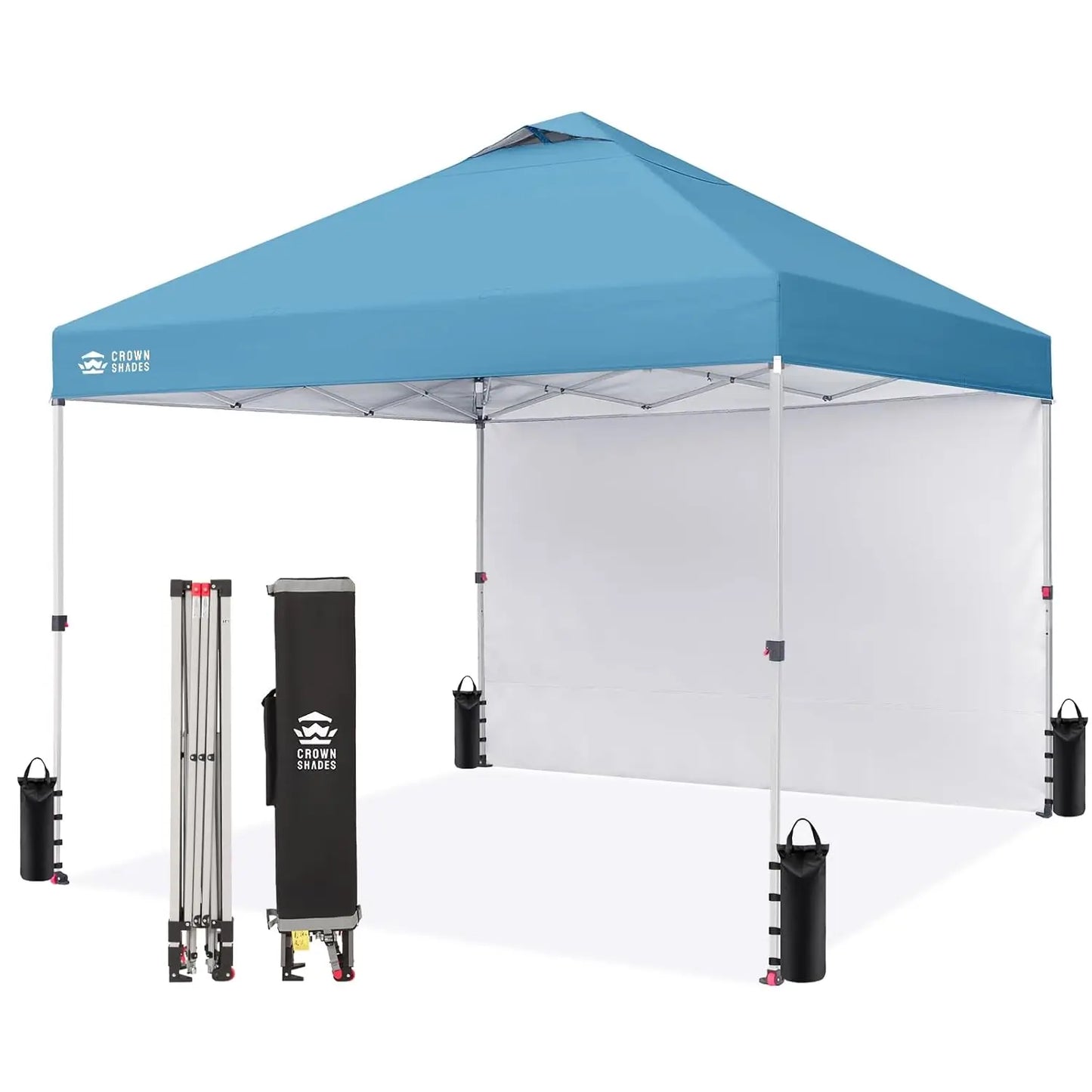 10x10 Pop Up Canopy with 1 Side Wall - Beach Tent with One Push Setup - Outdoor Sun Shade for Events, Parties,, Customized