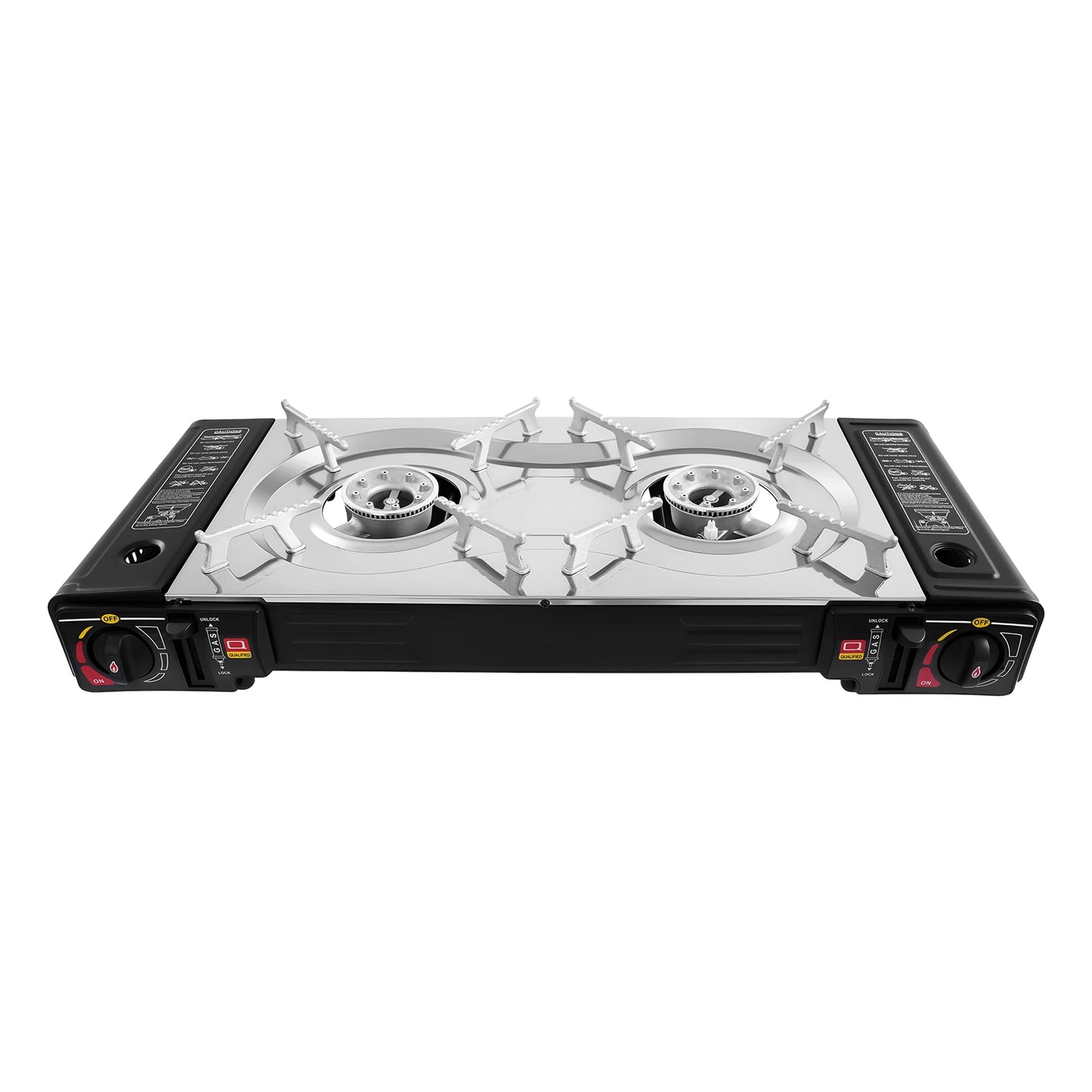 Camping Stove Propane Gas Stove Dual Burner Griddle Outdoor BBQ High Power 2100-2500W Low Gas Consumption 0.22lb/h Cast Iron Stainless Steel Aluminum Anti-Rust Easy Clean Oil Drip Tray Durable