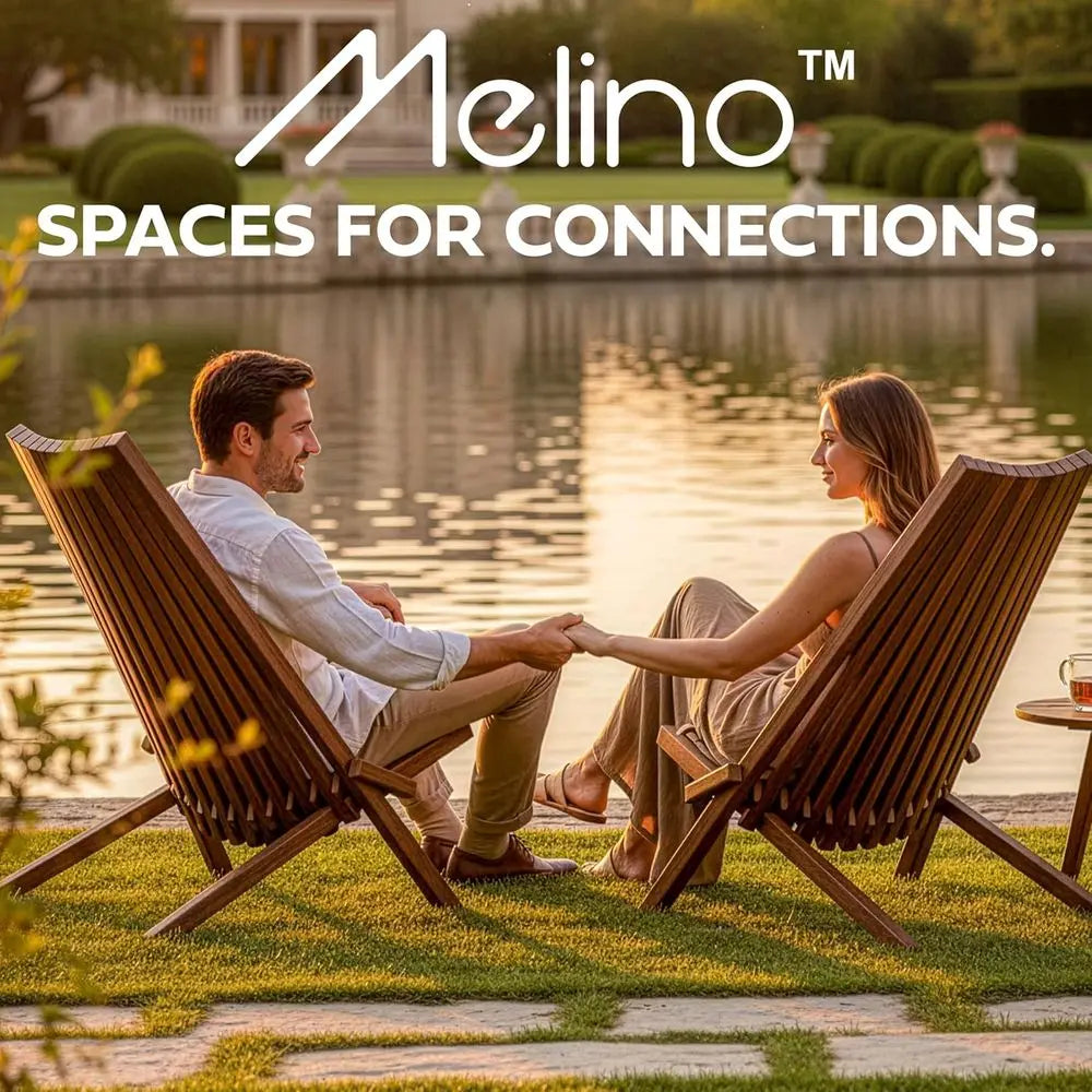 2-Pack Acacia Wood Outdoor Lounge Chairs, Portable Low Profile Seating for Patio, Lawn, Beach, and Camping