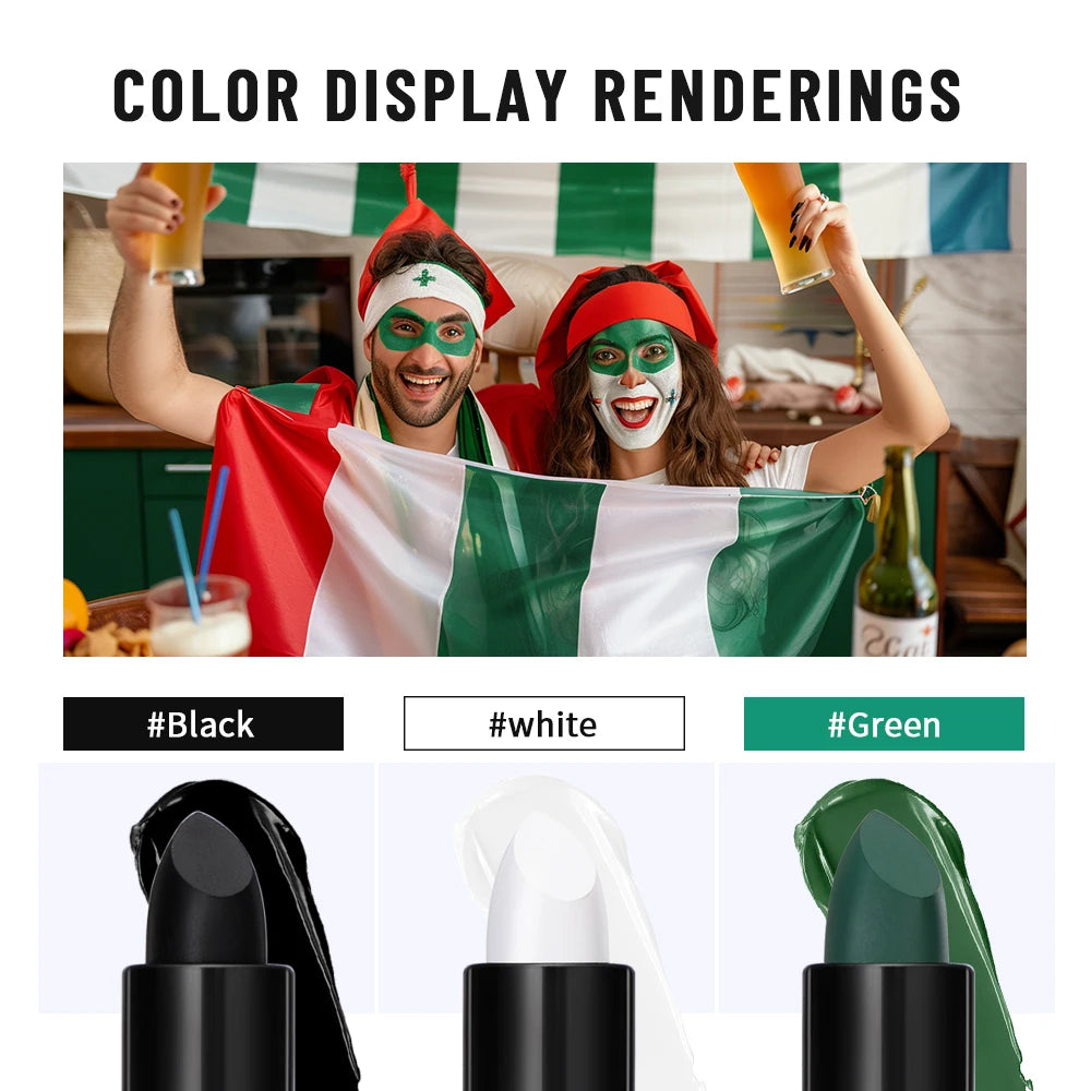 Eye Black Stick 3 Colors Halloween Face Body Paint Stick Waterproof black lipstick Football Stick Waterproof Black Party Football Face Color Game