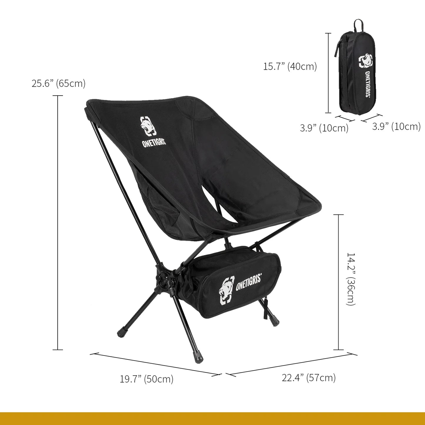 OneTigris Ultralight Camping Chairs 150KG Capacity Portable Beach Folding Chairs for Outdoor Fishing Travel Trekking BBQ Parties Gardening Indoor Use