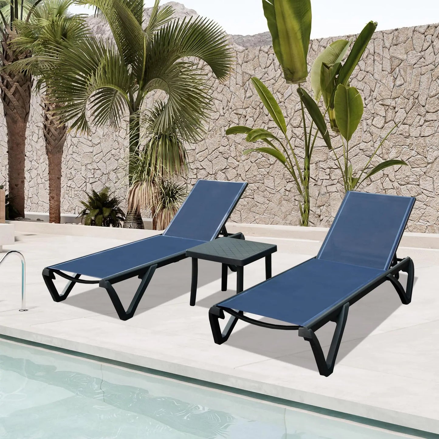 Outdoor Rattan Daybed with 2 Side Tables, Multifunctional Wicker Patio Sofa, Sunbed Wicker Furniture Chaise Lounge Chair