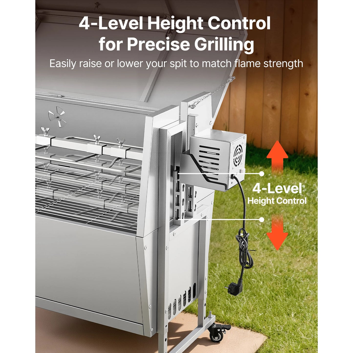 SucceBuy 46/52inch Rotisserie Grill Stainless Steel Rotisserie Grill Kit BBQ Outdoor Pig & Lamb Spit Roaster Charcoal Spit Roast