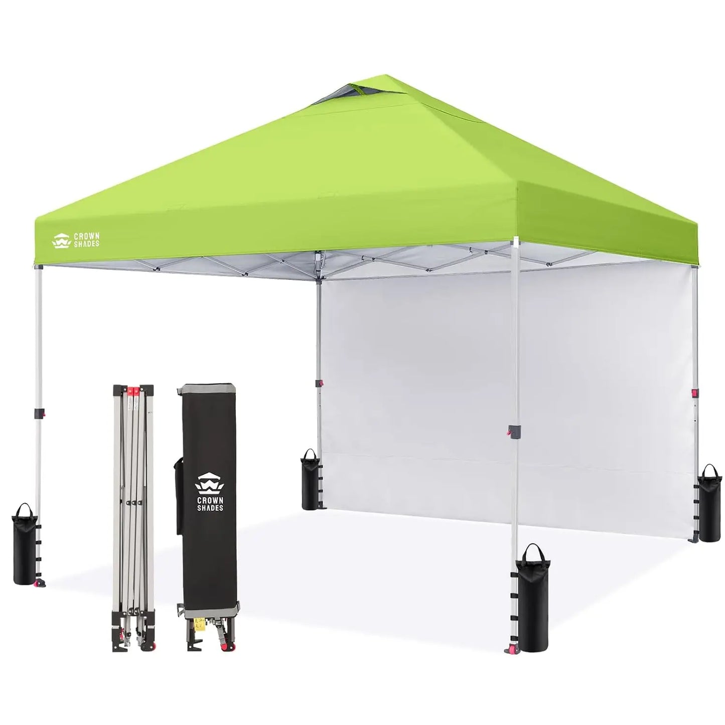 10x10 Pop Up Canopy with 1 Side Wall - Beach Tent with One Push Setup - Outdoor Sun Shade for Events, Parties,, Customized