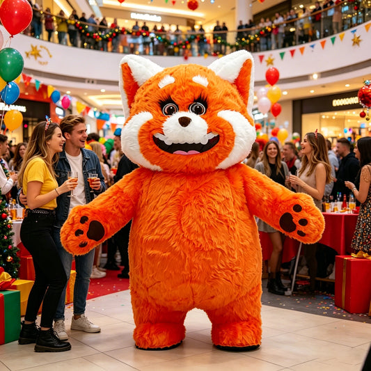 2.2M Orange Raccoon Inflatable Costume Mascot Adult Character Cosplay Animal Birthday Party Set with Battery