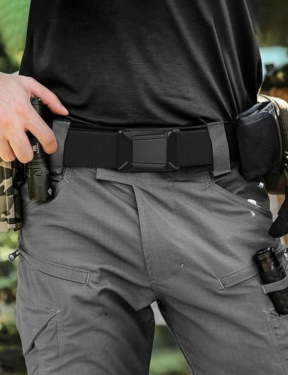 Stretch Tactical Belt for Men, Military Work Rigger Hiking 1.5" Elastic Nylon Web Ratchet Quick Release Belt