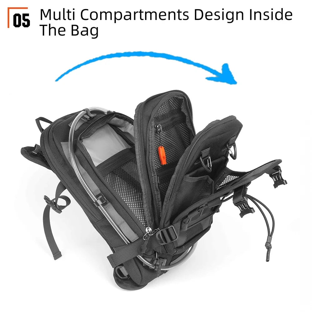 Rhinowalk Motorcycle Tank Bag 9L Waterproof With 1.5L Water Bag Motorcycle Backpack With Rain cover Multi-function Laggage Bag