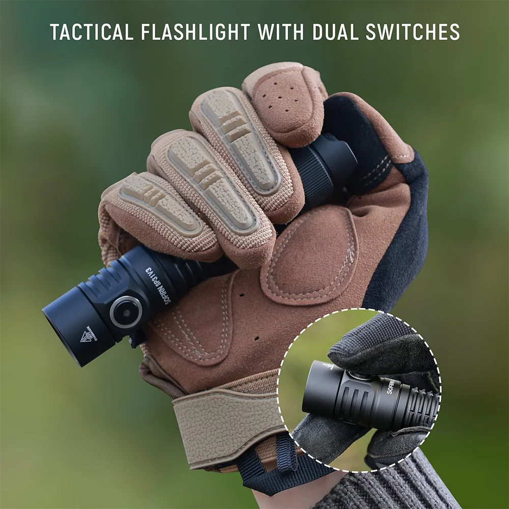 Powerful Tactical Flashlight SST40/519A 2000lm 18650 LED Torch USB C Rechargeable Light Lamp with Dual Switch