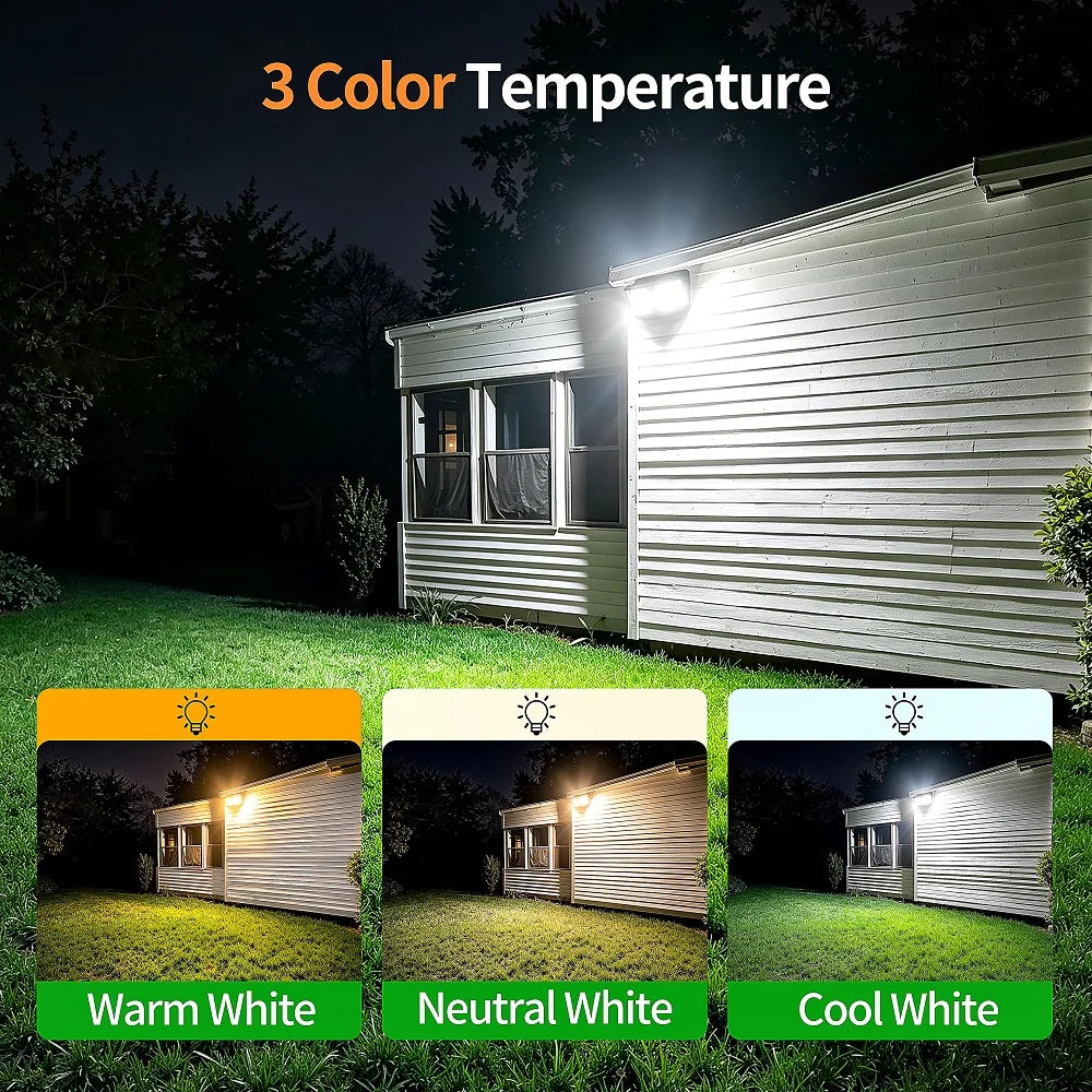 intelamp Long Battery Life 4000mAh Outdoor Solar Floodlight 3 Color Modes With Radar Detection For Garden Terrace Courtyard