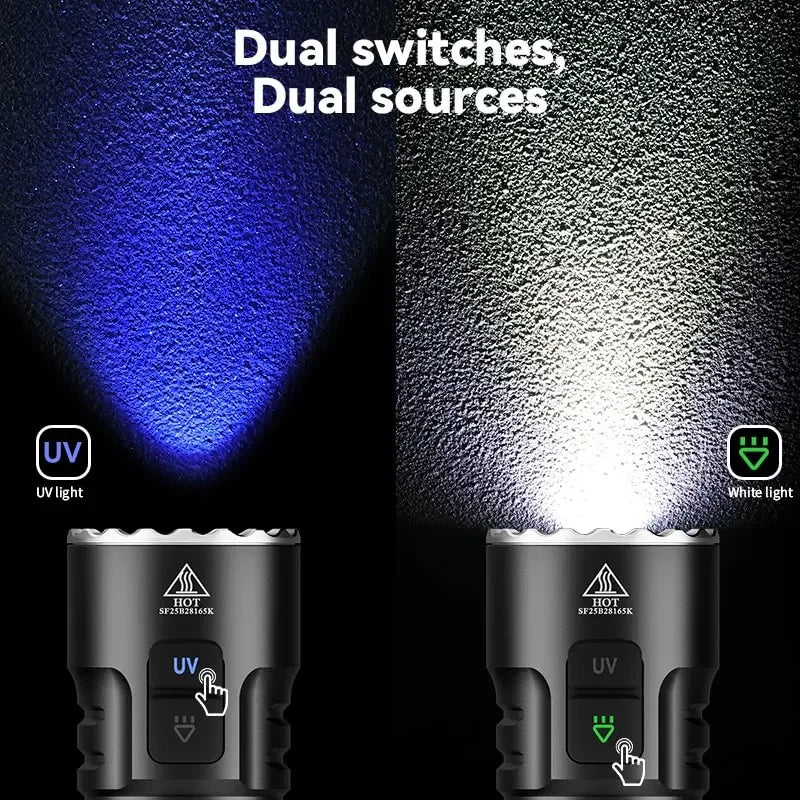 SOFIRN SR23 3300LM 6500K Flashlight UV 365nm EDC Light 21700 USB C Rechargeable Dual Switch Torch with Magnetic Tailcap