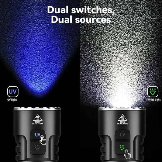 SOFIRN SR23 3300LM 6500K Flashlight UV 365nm EDC Light 21700 USB C Rechargeable Dual Switch Torch with Magnetic Tailcap