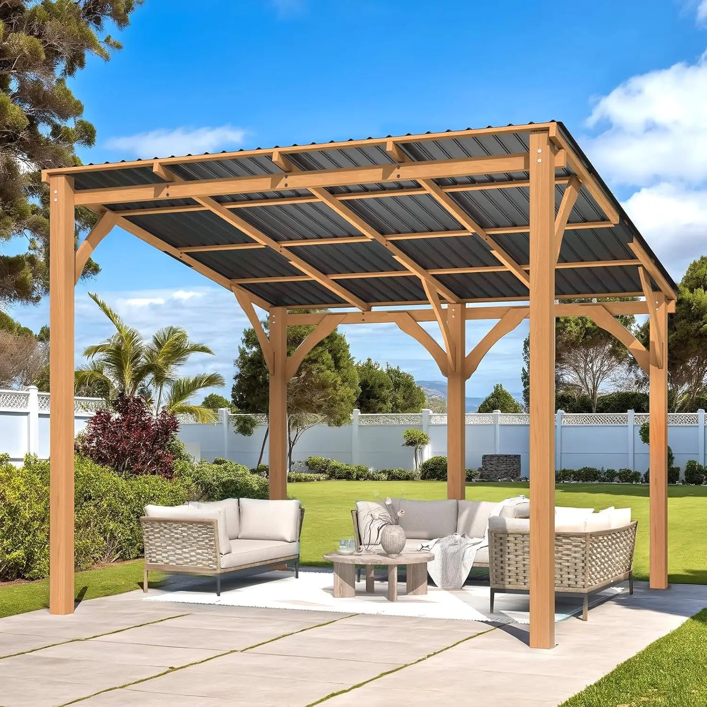 10' x 10' Outdoor Wood Ceder Gazebo for Patio, Outdoor Lean to Hardtop Pergolas and Gazebos Clearance, Wall Mounted, Customized