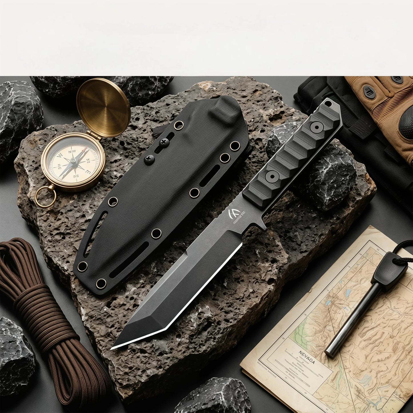 Outdoor Multifunctional Outdoor Homework Straight Knife Thickened Stainless Steel Integrated Molding Outdoor Camping Storage