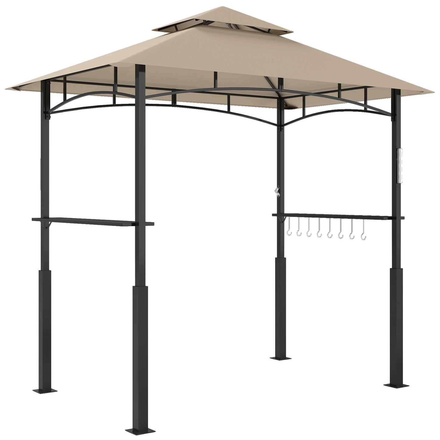 8' X 5' Grill Gazebo, 2-Tier Outdoor Bbq Gazebo, Khaki