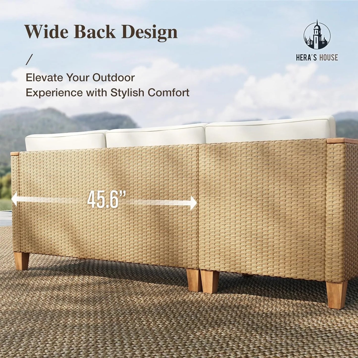 Small Patio Furniture Set 3 Piece Wicker Outdoor Sectional Sofa and Coffee Table for Garden Backyard Balcony