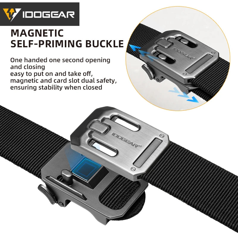 IDOGEAR Men's Ratchet Belt 1.5" Heavy Duty No Holes Slide Buckle Tactical Style Casual for Jeans Work Outdoor 3446