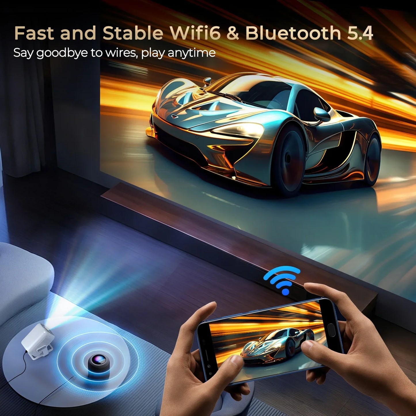 LynCast 4K X3AQ Projector 500ANSI Native 1080P Auto Focus Android 14 BT5.4 WIFI6 Portable Home Theater