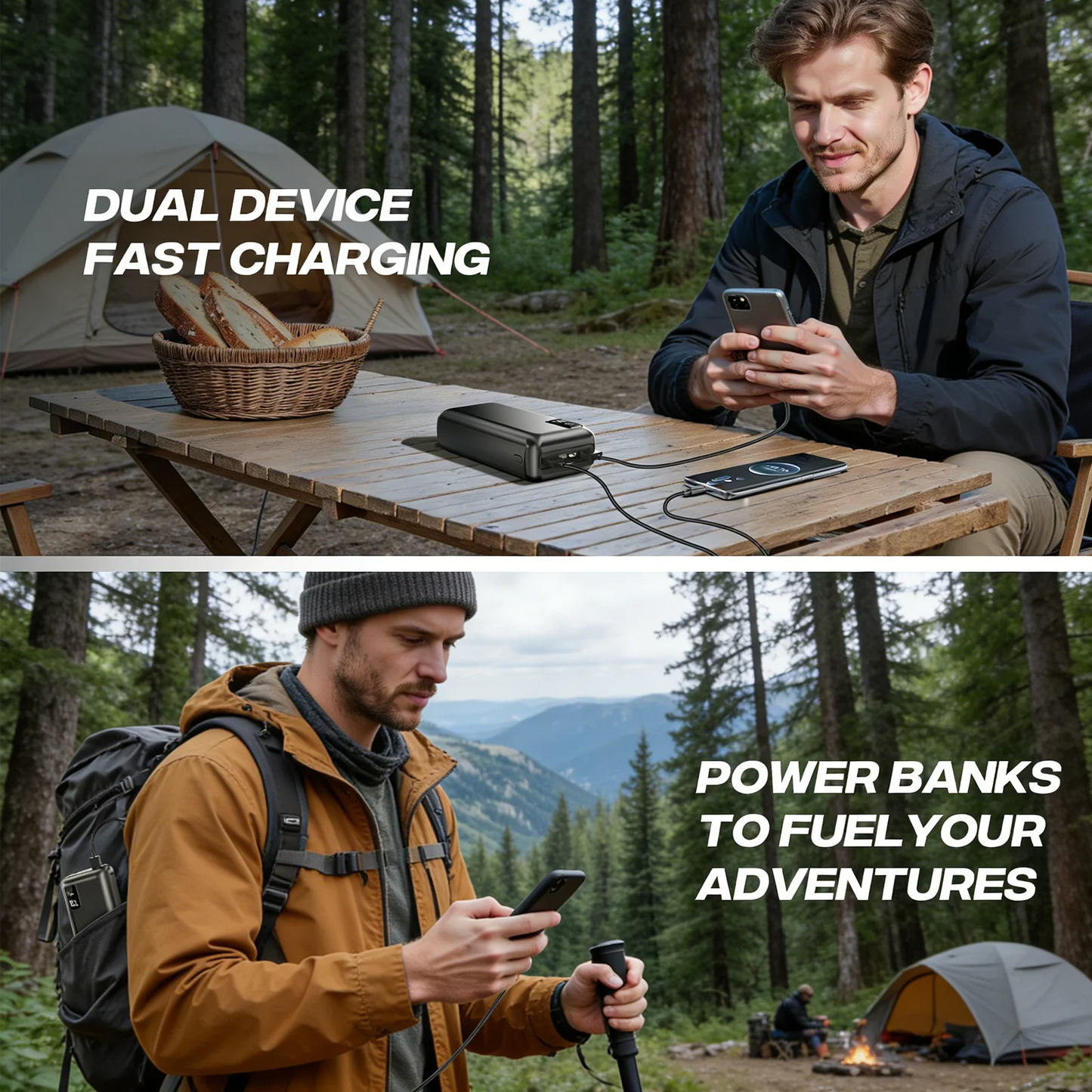 Hganus 50000mAh Powerbank 22.5W Fast Charge Protable Powerbank External Battery High Capacity For IPh Xiaomi Samsung Outdoor Use