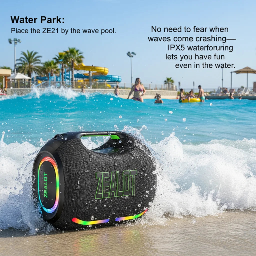 ZEALOT-ZE21 400W Big Power Wireless Bluetooth Peaker Outdoor Portable 48000mAh Long Battery With RGB Color Lights TWS Subwoofer High Volume Waterproof Bluetooth Speaker