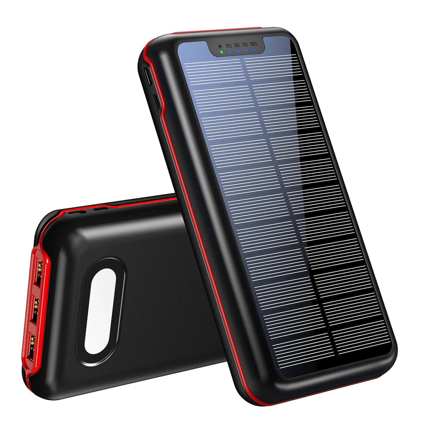 30000mAh Solar Power Bank,3 USB ports,Portable Solar Charger External Battery Bank,LED Flashlight, Camping,Travel & Emergency Use