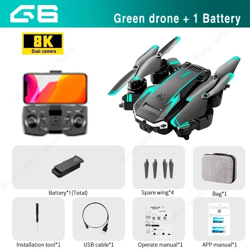 S6/G6 Professional Drone 8K HD Camera 5G GPS Optical Flow Obstacle Avoidance Foldable RC Quadcopter for Aerial Photography Gift