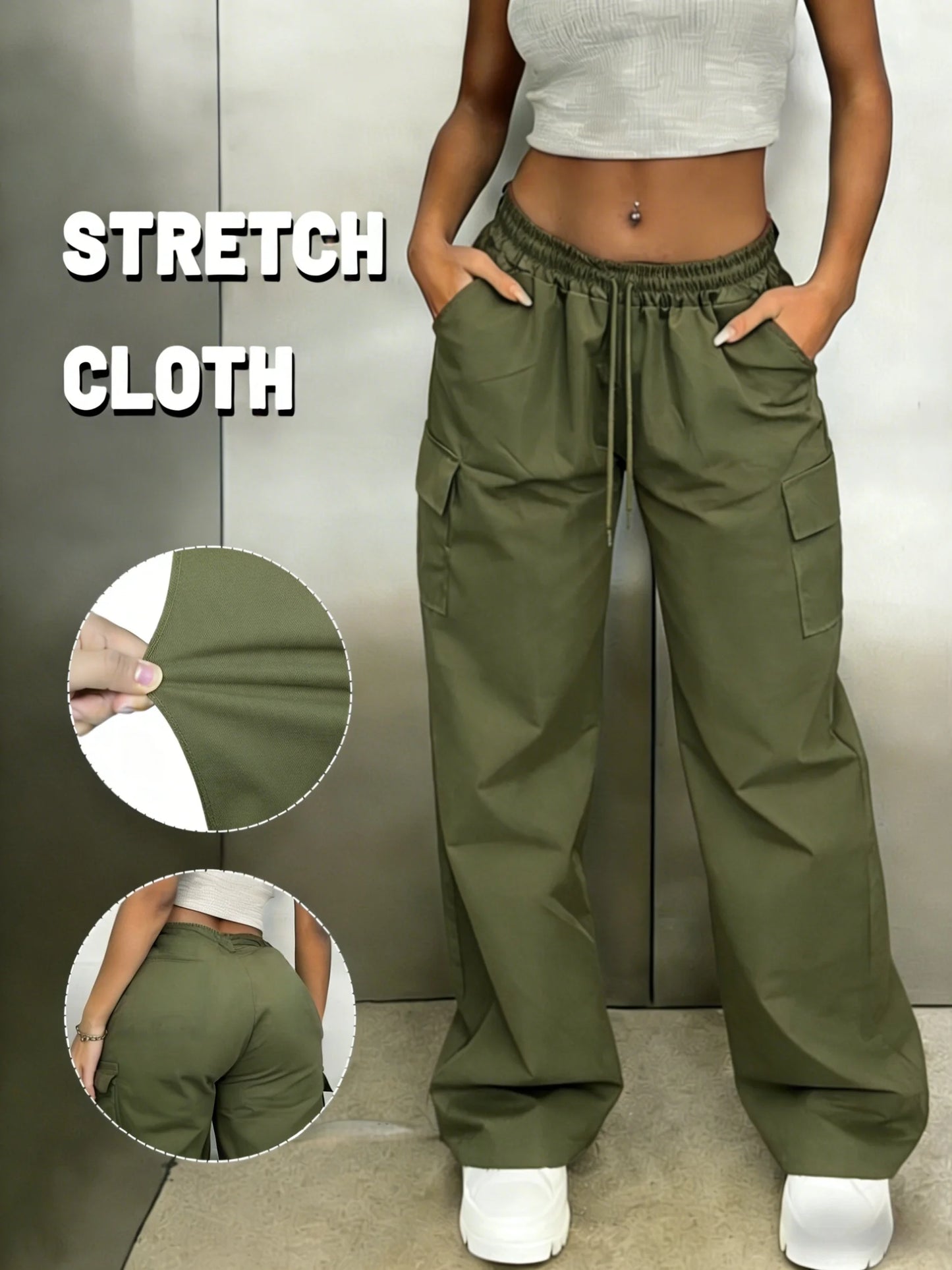 Women's High Waisted Stretch Cargo Pants Wide Leg Trousers Fall Outfits 2026 for Women