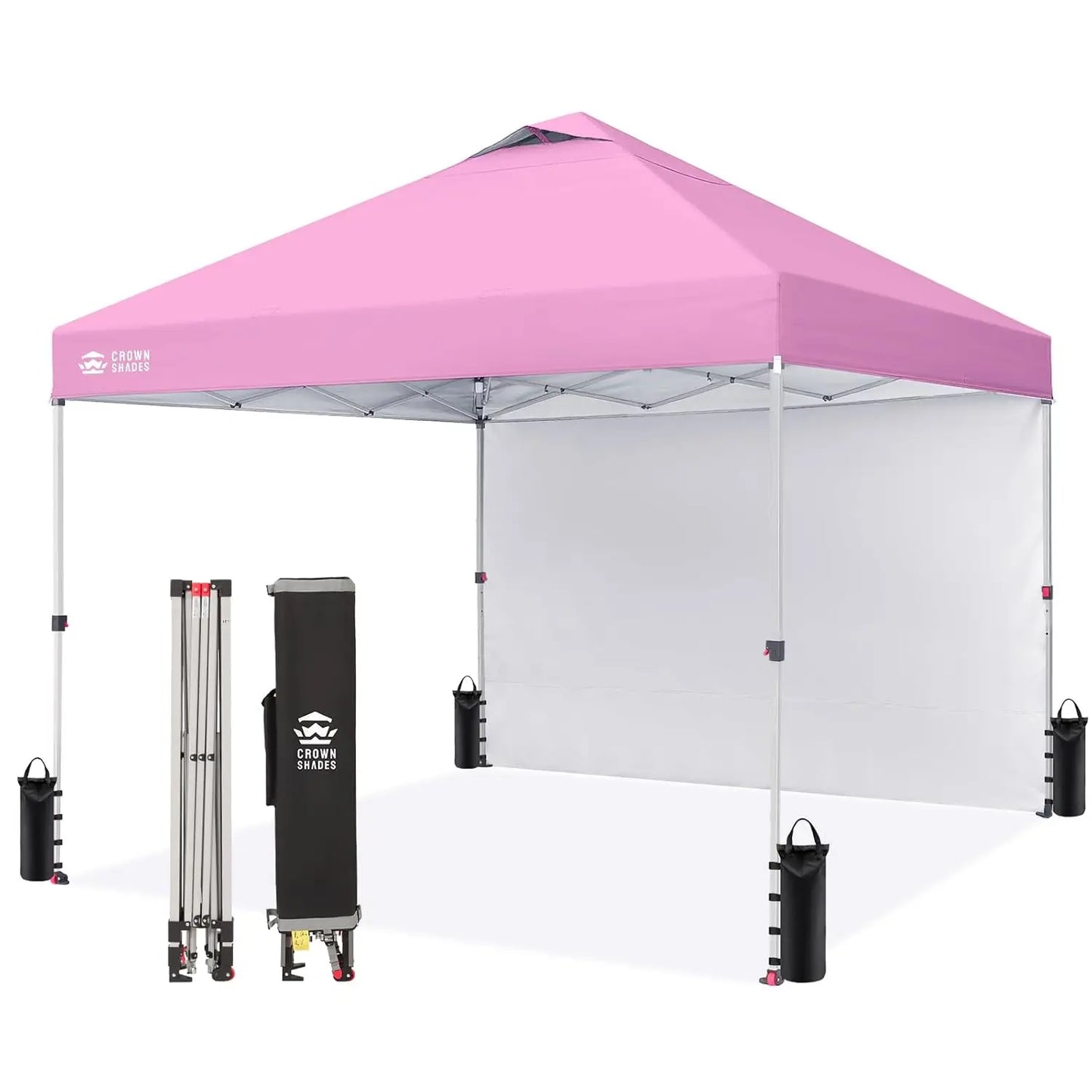 10x10 Pop Up Canopy with 1 Side Wall - Beach Tent with One Push Setup - Outdoor Sun Shade for Events, Parties,, Customized