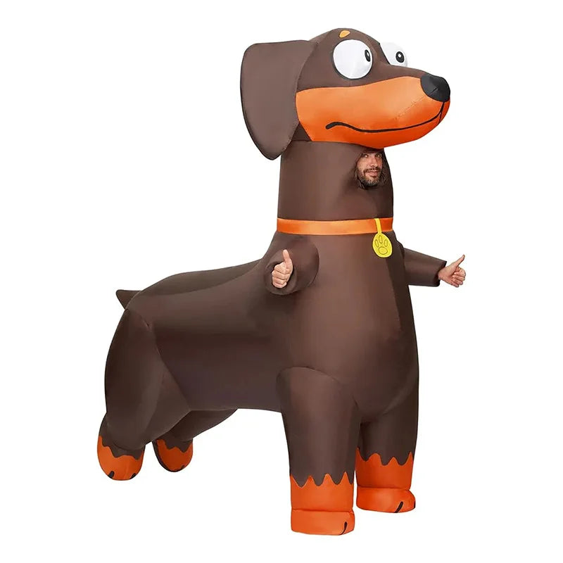 Festival Party Dachshund Inflatable Costume Adult Funny Dress Up Cartoon Pet Animal Costume Halloween Party Inflatable Costume