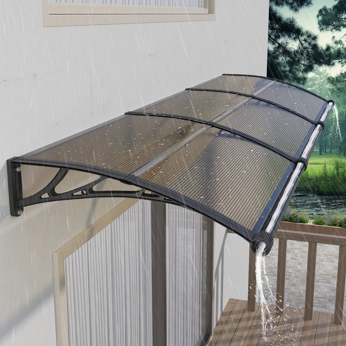 Large Sink Window Door Awning Canopy Outdoor Waterproof Roof Cover For Door Entrance Patio Window Polycarbonate Hollow Sheet