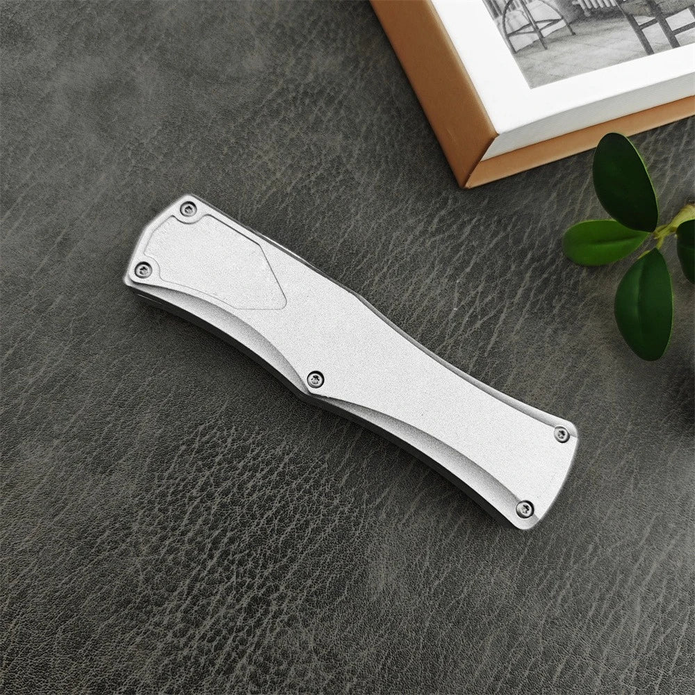 EDC Camping Survival Folding Knife 440C Blade Zinc Alloy Handle and Pocket Clip Outdoor Hunting Self-Defense Rescue Utility Tool