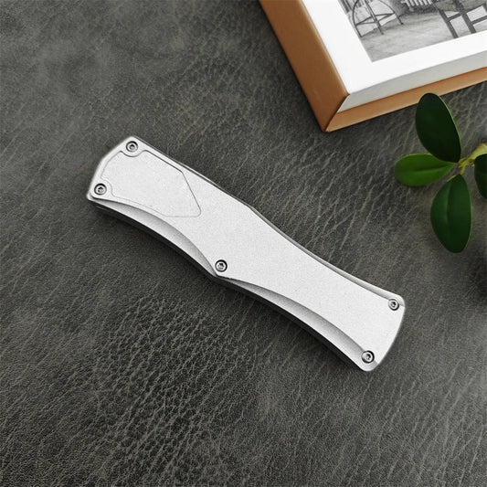 EDC Camping Survival Folding Knife 440C Blade Zinc Alloy Handle and Pocket Clip Outdoor Hunting Self-Defense Rescue Utility Tool