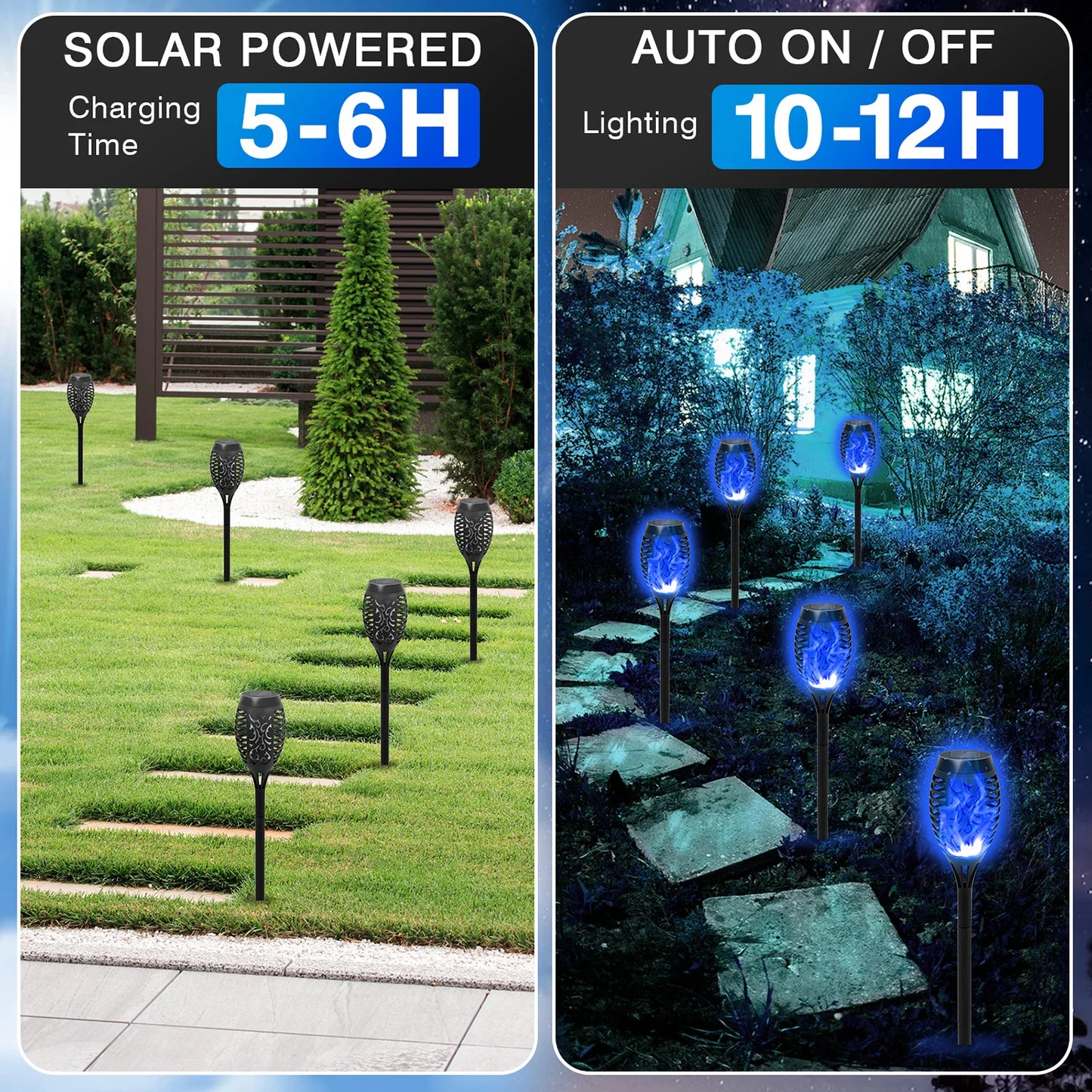 8 Pack Solar Lights Outdoor Blue Solar Torch Flickering Flame Waterproof Garden Decor Solar Landscape Decoration for Lawn Yard
